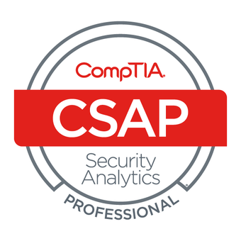 CompTIA Security Analytics Professional – CSAP Stackable Certification badge image. Issued by CompTIA