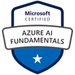 Microsoft Certified: Azure AI Fundamentals badge image. Issued by Microsoft